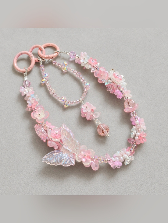 Handmade Accessories - 🔥🔛SALE🔥Pastel Pink Butterfly Phone Charm / Keychain / Y2K / Girly